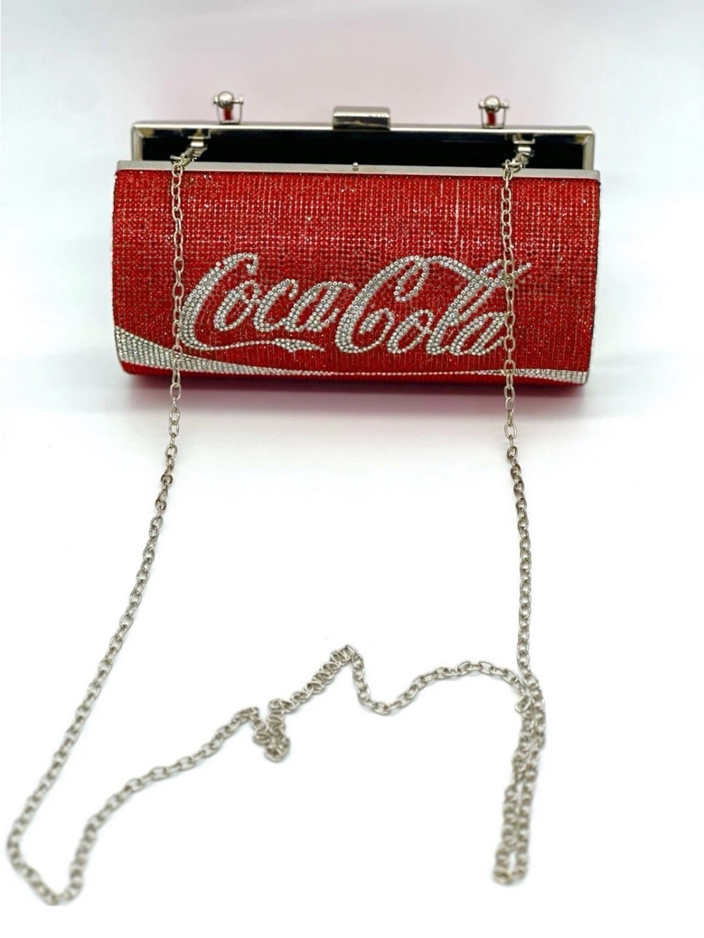 Coca Cola Red Crystal Logo Chain Clutch